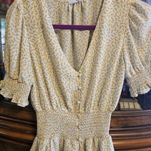 Sienna Sky Yellow and White Blouse Chic Top